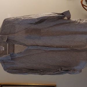 Black and white linen stripe top